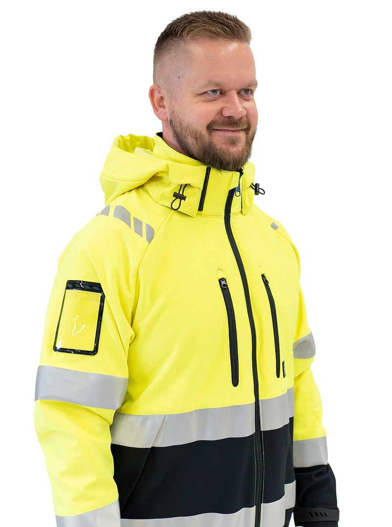 Turva softshell takki – 6202 - HV-keltainen/Musta