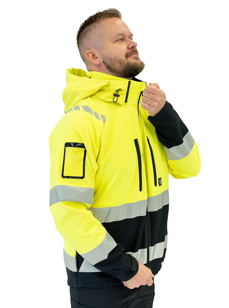Turva softshell takki – 6202 - HV-keltainen/Musta