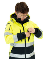 Naisten turva softshelltakki – 6214 - HV-keltainen/Musta