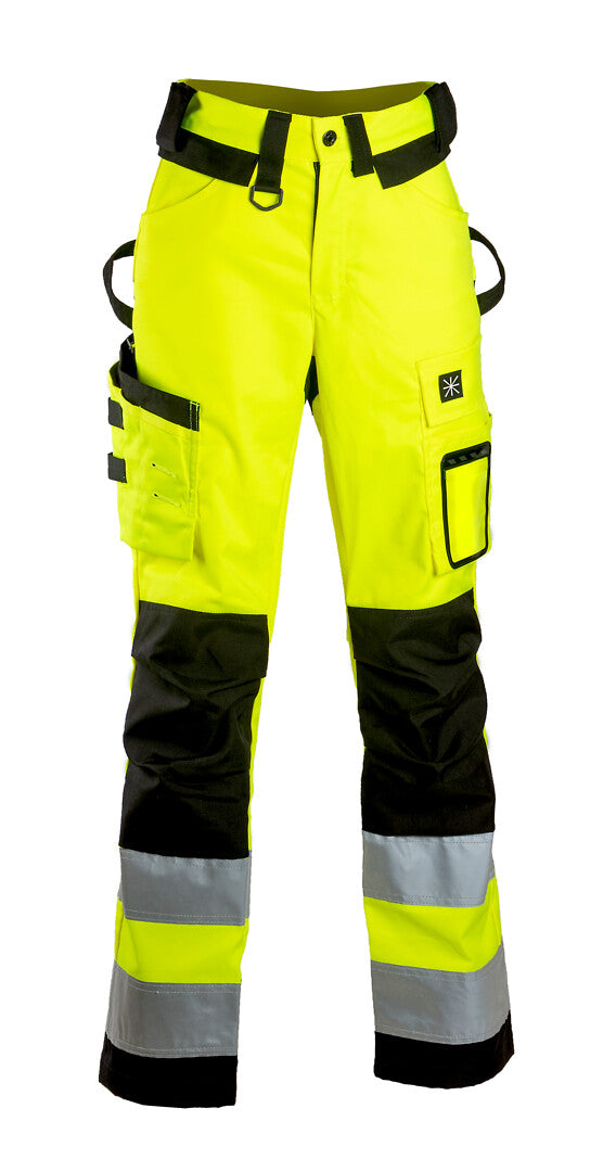 Naisten turva stretchhousut – 6155 - HV-keltainen/Musta