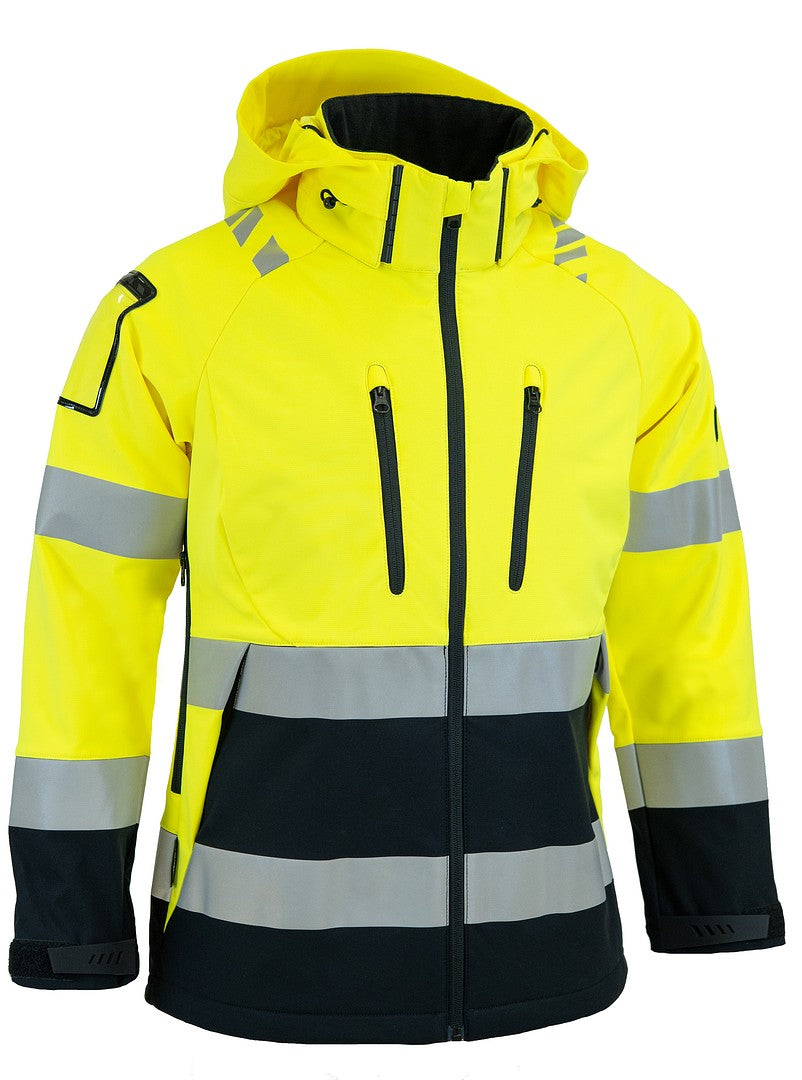 Naisten turva softshelltakki – 6214 - HV-keltainen/Musta