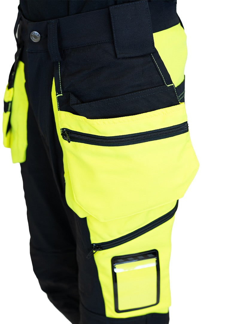 Turva stretch-riipputaskuhousut – 60851 - HV-keltainen/Musta