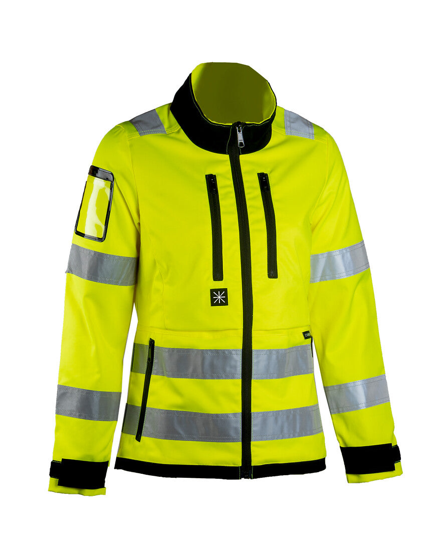 Naisten turva stretchtakki – 6156 - HV-keltainen/Musta