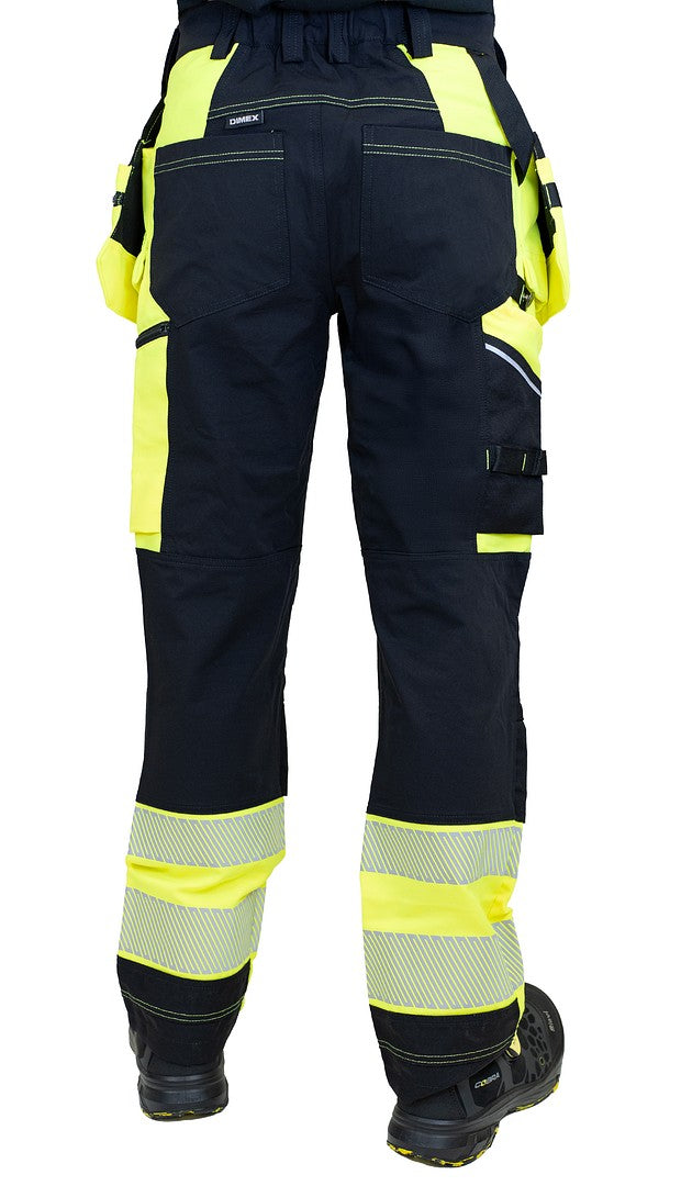 Turva stretch-riipputaskuhousut – 60851 - HV-keltainen/Musta