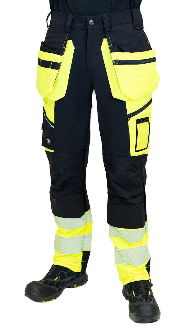 Turva stretch-riipputaskuhousut – 60851 - HV-keltainen/Musta