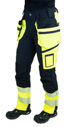 Naisten turva stretch-riipputaskuhousut – 60981 - HV-keltainen/Musta