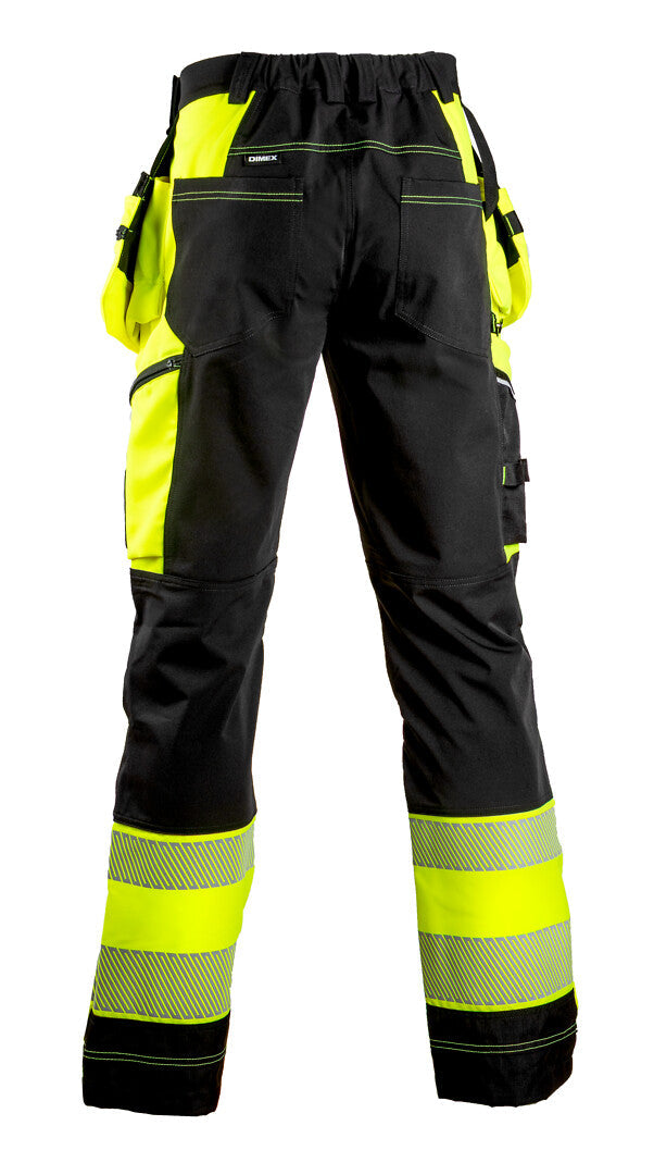 Turva stretch-riipputaskuhousut – 60851 - HV-keltainen/Musta