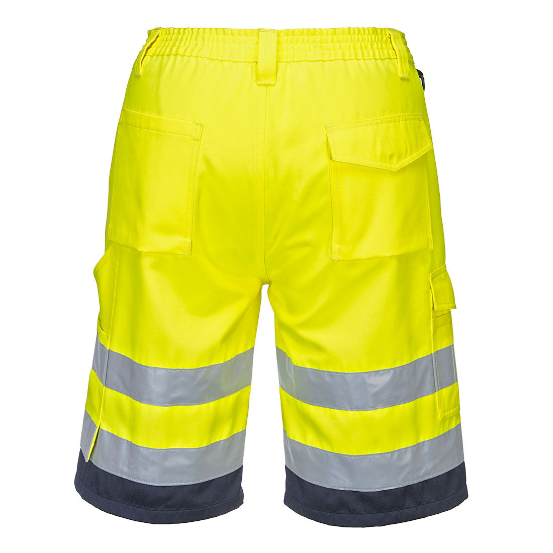 HI-Vis kevyet polyesteri puuvilla shortsit - Kelta/navy