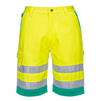 HI-Vis kevyet polyesteri puuvilla shortsit - Keltainen/sinivihreä