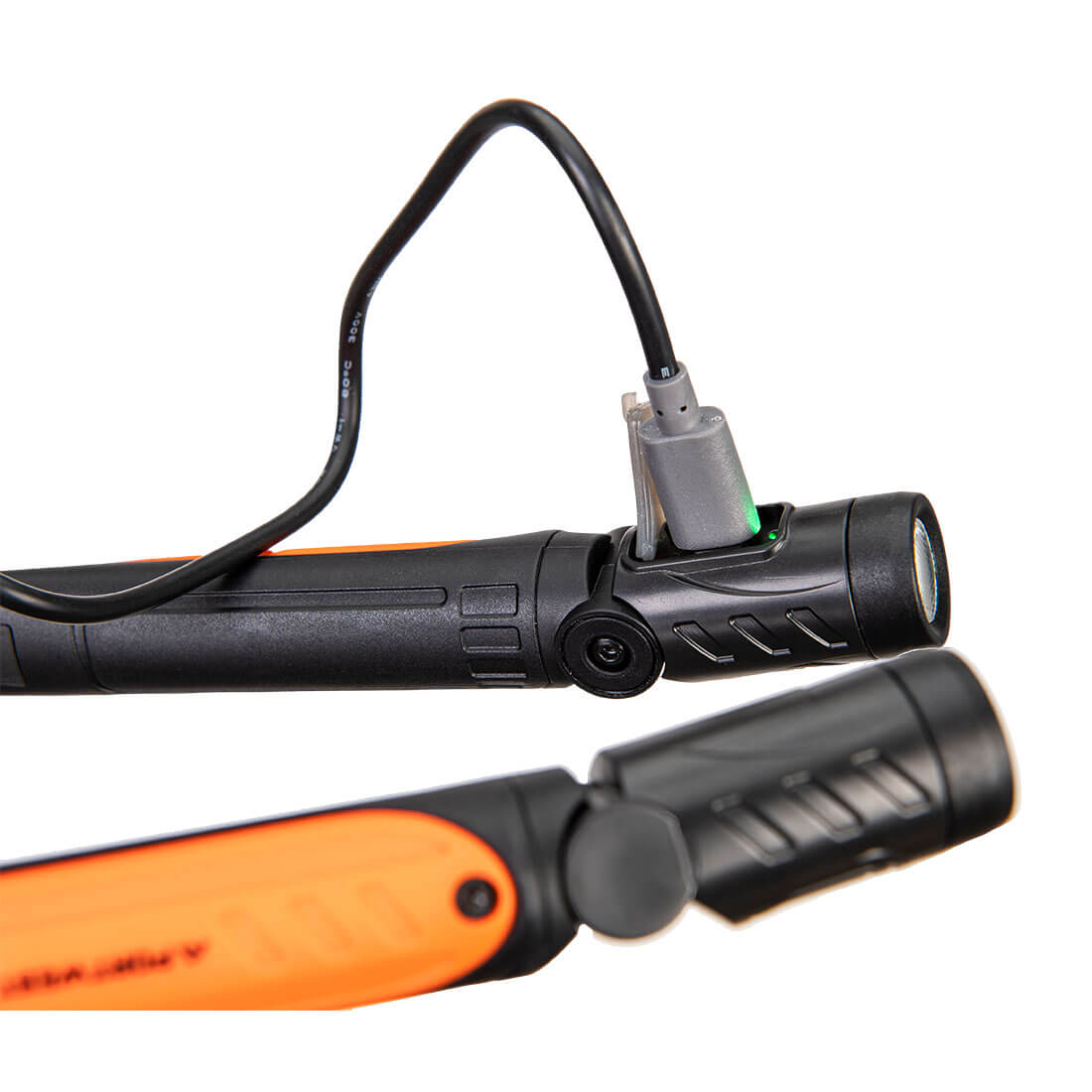 USB ladattava LED- kaulaan ripustettava valaisin - Musta/oranssi
