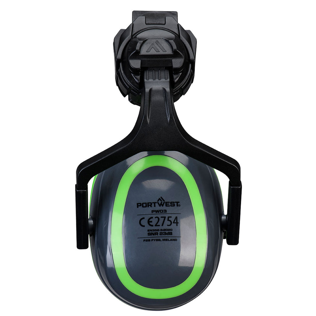 HV Extreme Low Clip-On metallittomat kypäräkiinnike kuulosuojaimet - Harmaa/Vihreä