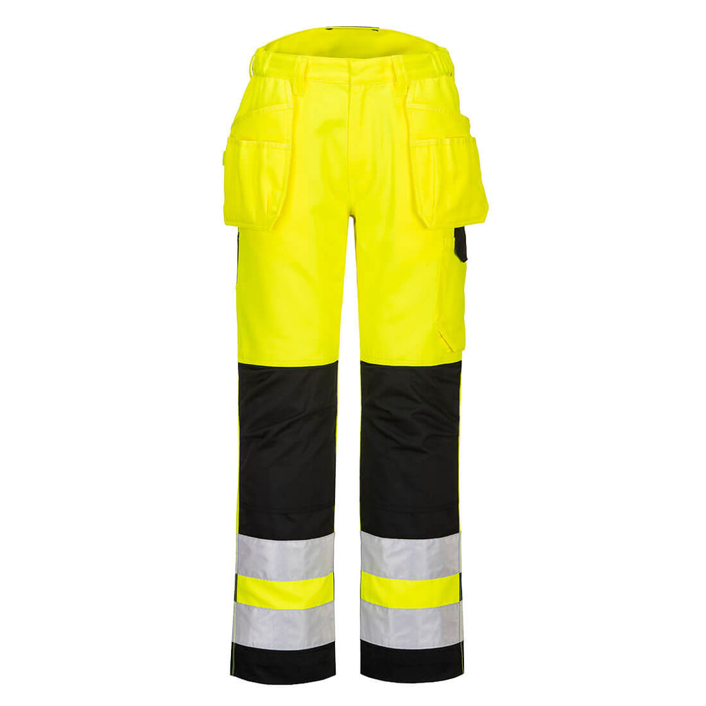 PW2 Hi-Vis Riipputaskuhousut - Kelta/musta