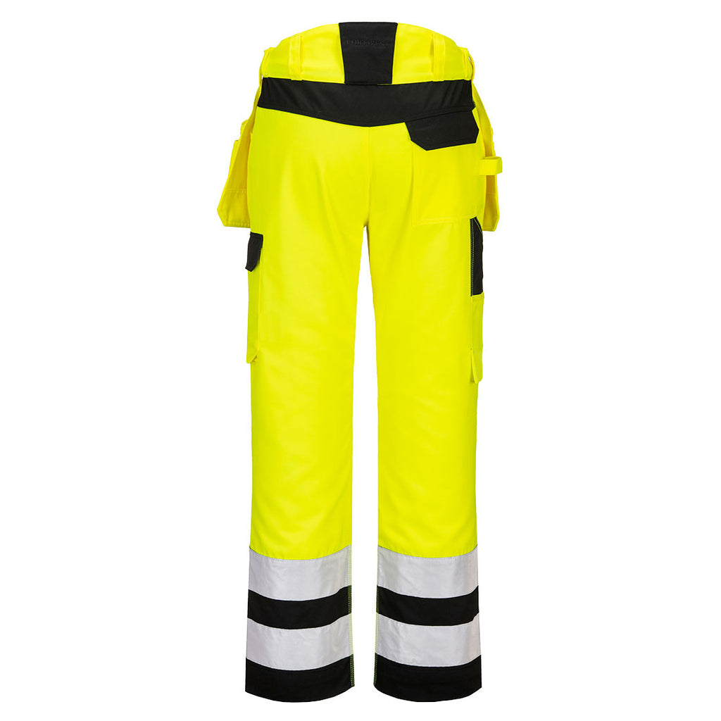 PW2 Hi-Vis Riipputaskuhousut - Kelta/musta