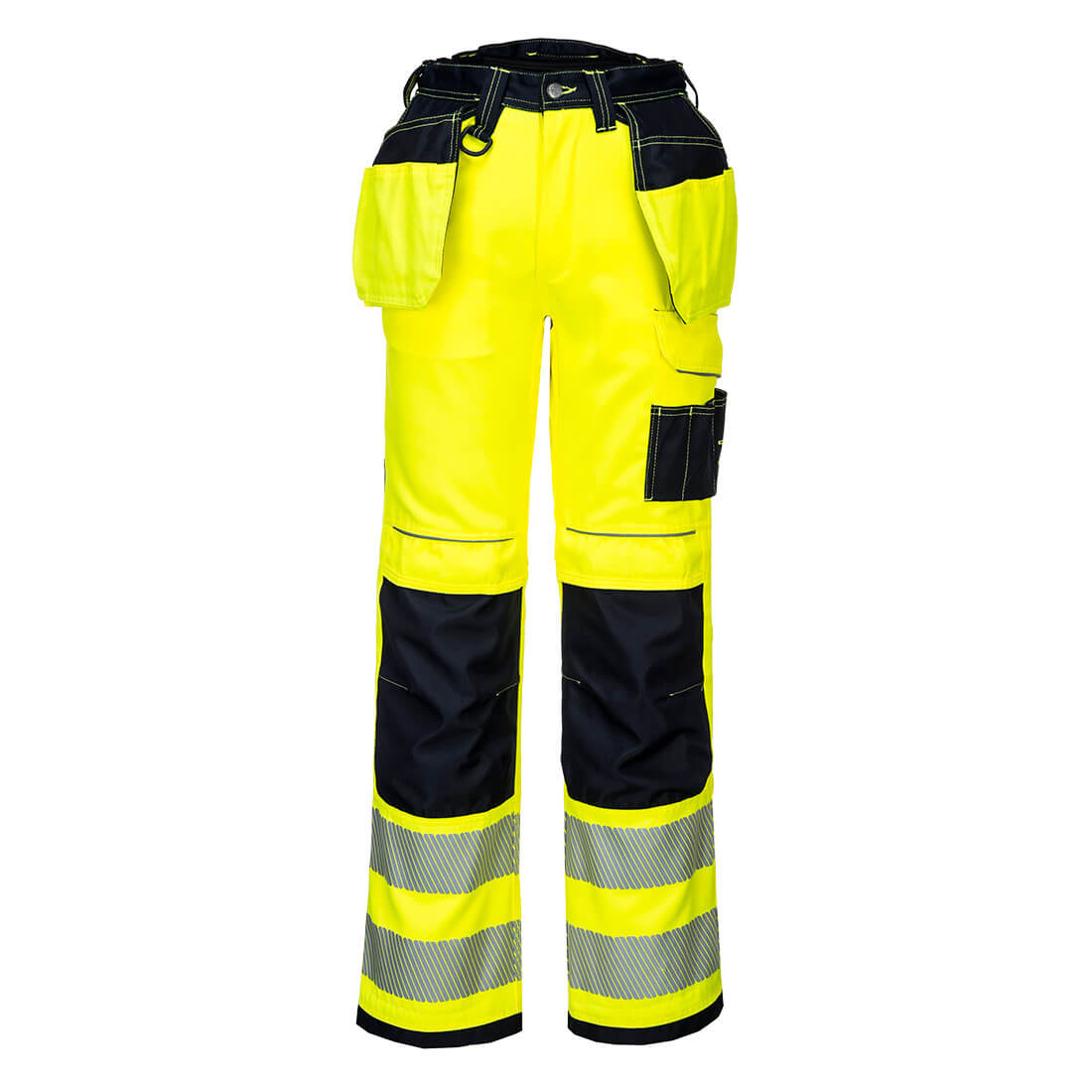 PW3 Hi-Vis Stretch- riipputaskuhousut - Kelta/musta