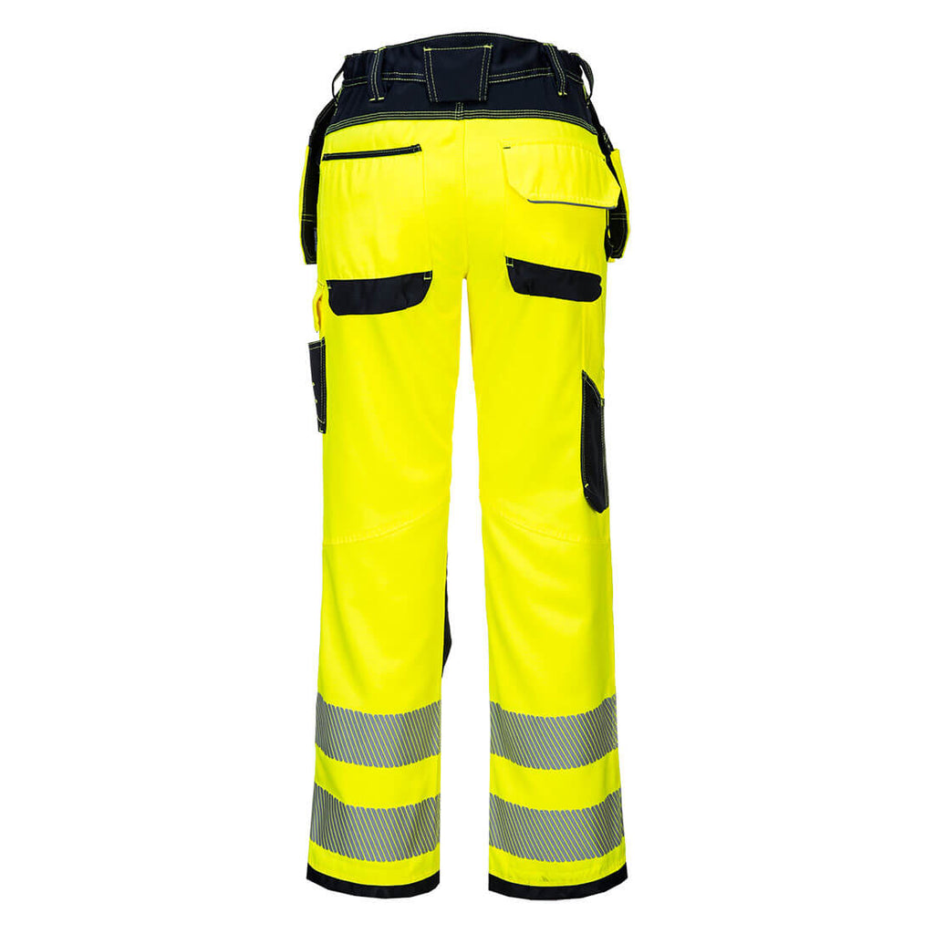 PW3 Hi-Vis Stretch- riipputaskuhousut - Kelta/musta