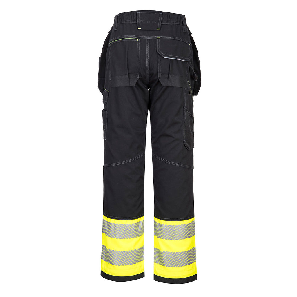 PW3 Hi-Vis Riipputaskuhousut (Luokka 1) - Kelta/musta