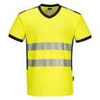 PW3 Hi-Vis V-kaulus T-paita - Kelta/musta