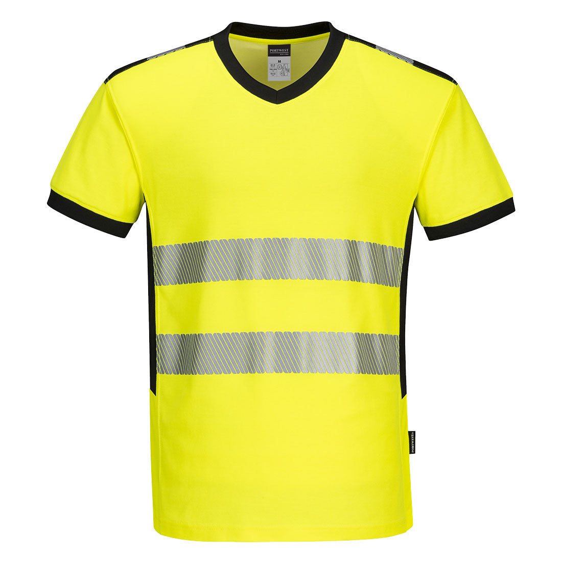 PW3 Hi-Vis V-kaulus T-paita - Kelta/musta