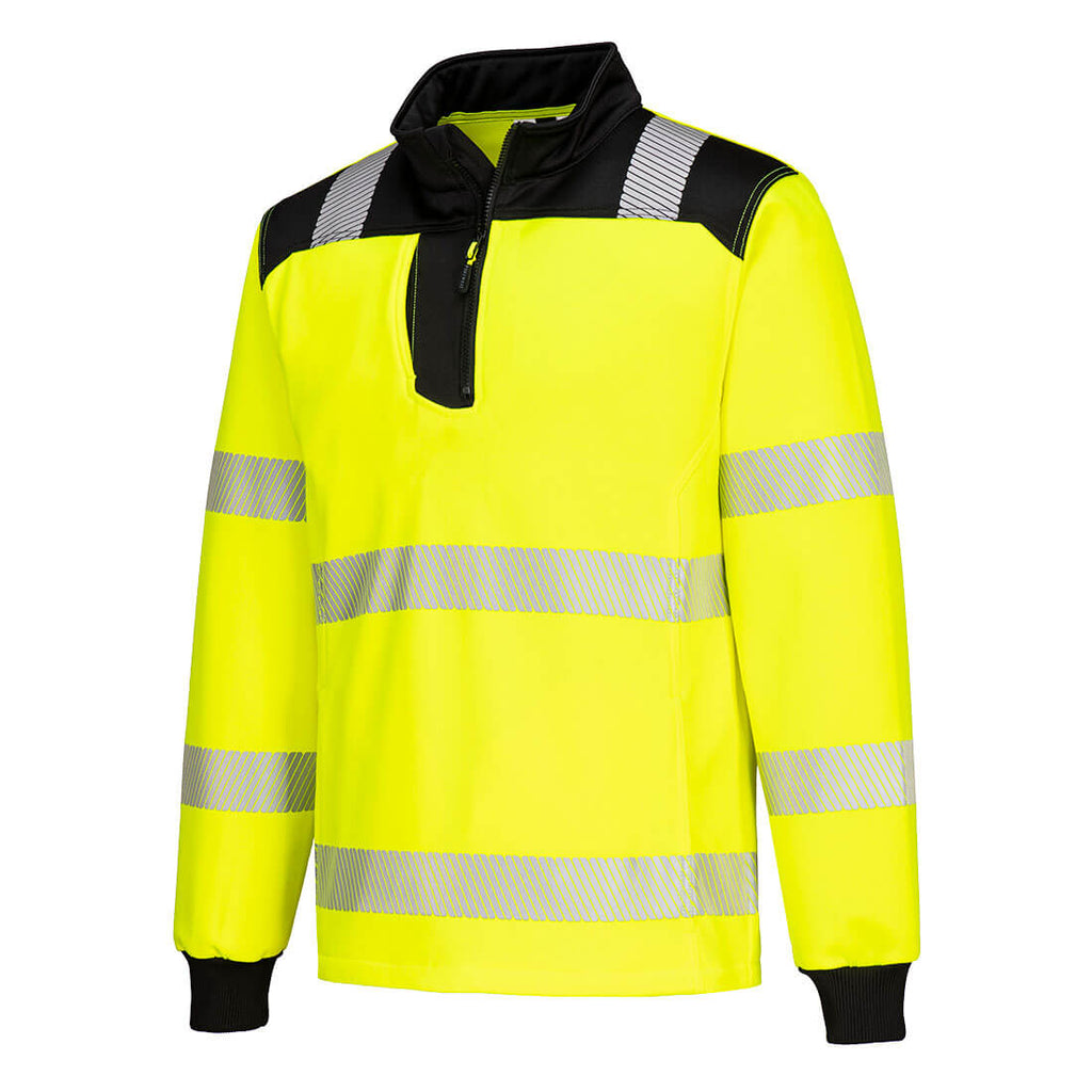 PW3 Hi-Vis 1/4 vetoketju College-pusero - Kelta/musta