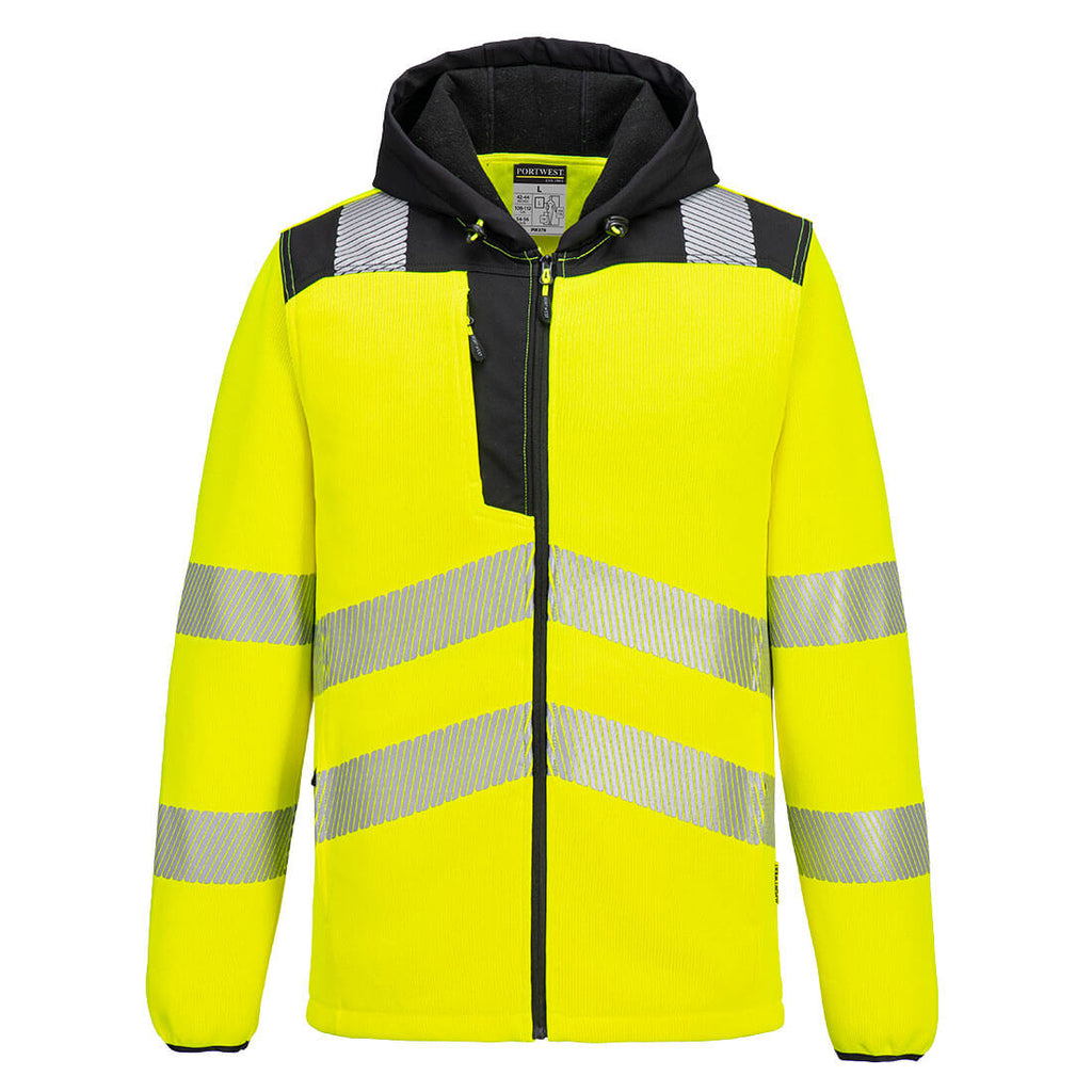 Hi-Vis tekninen fleece huppari - Kelta/musta