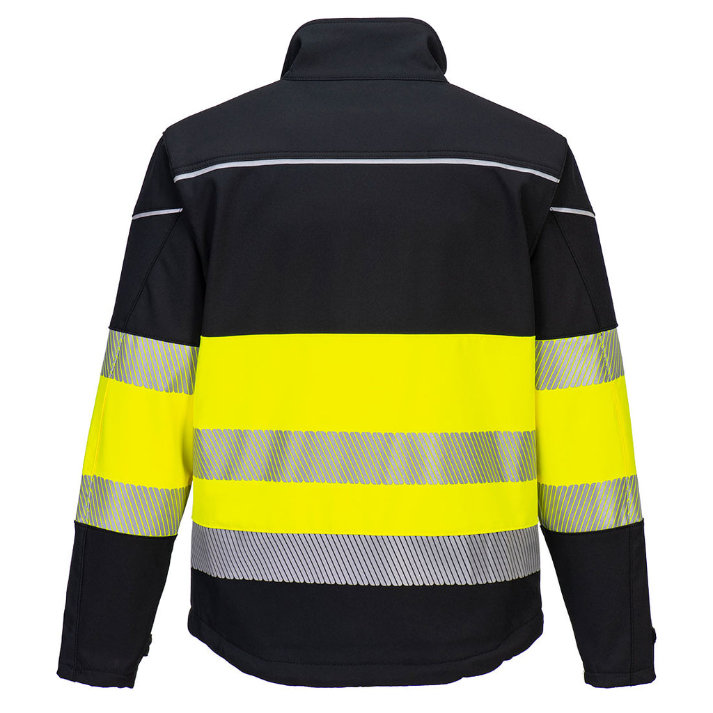 PW3 Hi-Vis Luokka 1 Softshell takki 3L - Musta/keltainen