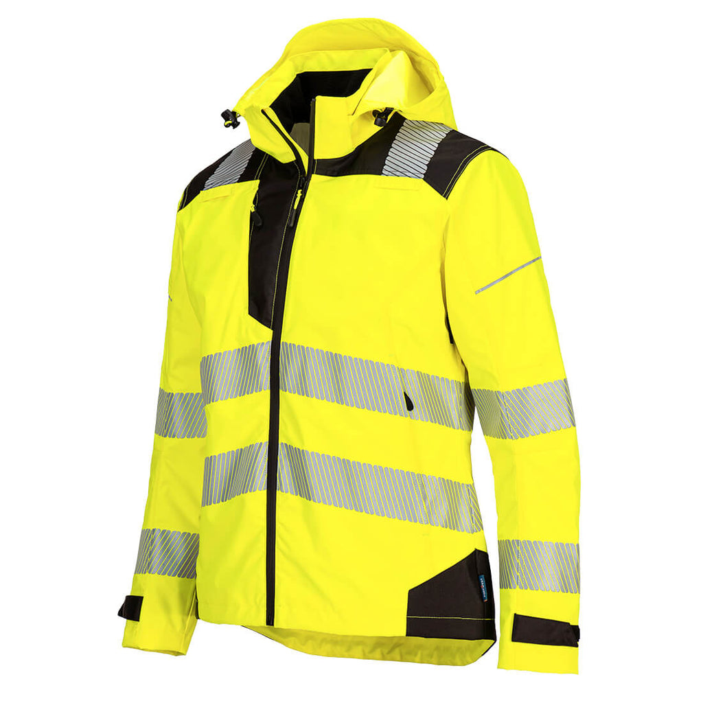 PW3 Hi-Vis naisten sateenpitävä takki - Kelta/musta