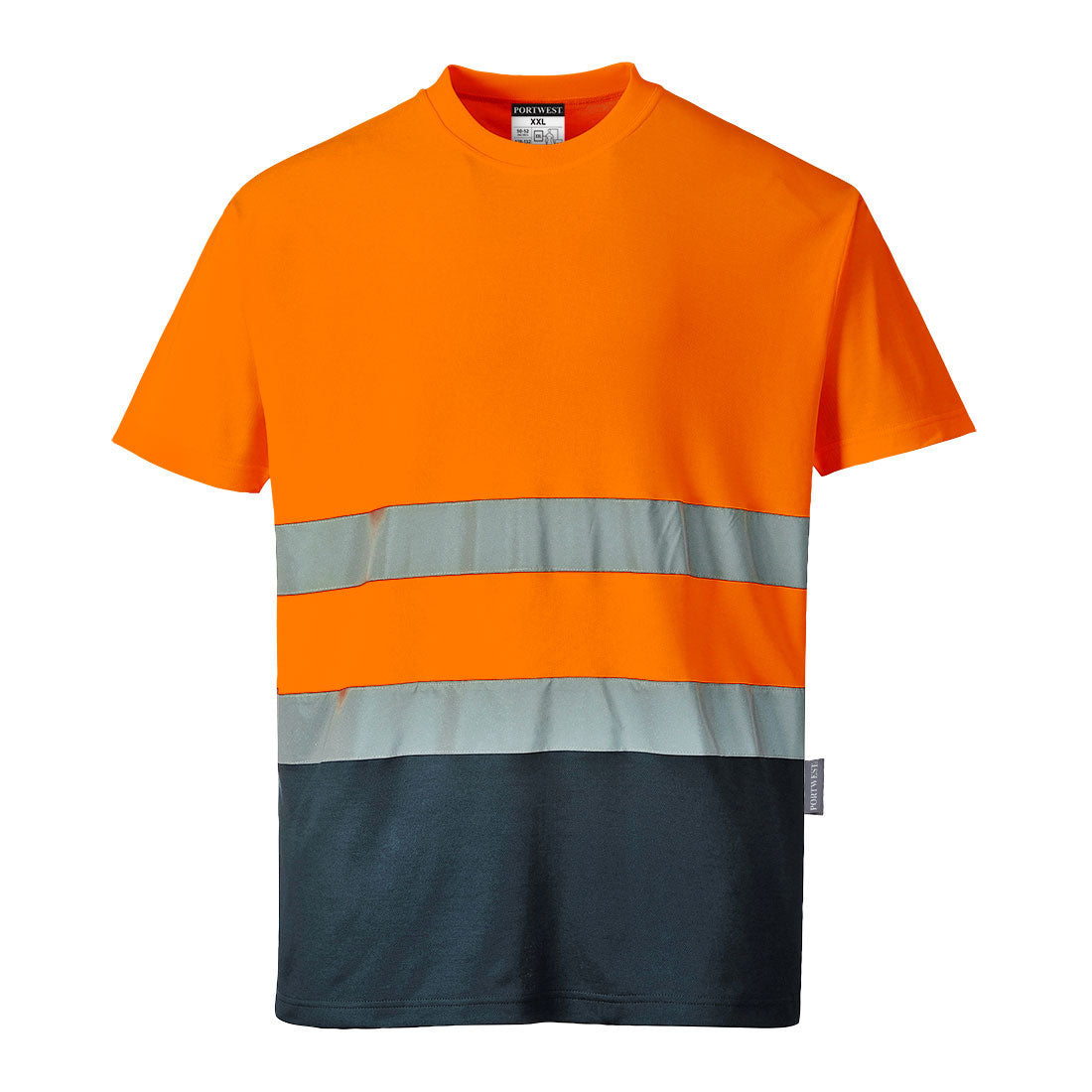 2-sävy Cotton Comfort-t-paita - Oranssi/navy