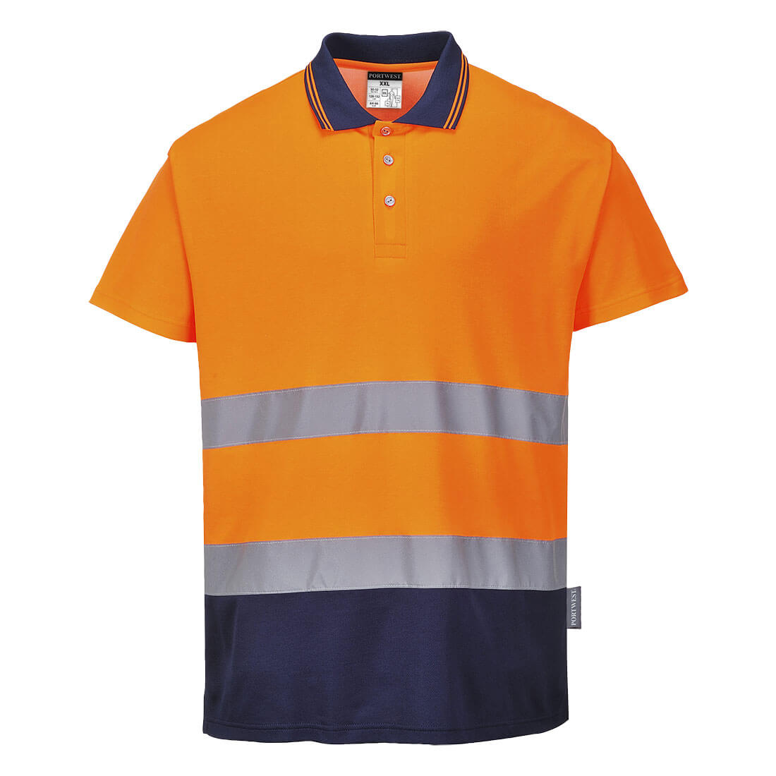 Kaksiväri Cotton Comfort- polo - Oranssi/navy
