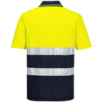 Hi-Vis kevyt kontrastivärinen lyhythihainen pikee - Kelta/navy