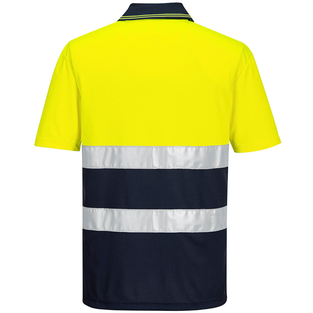 Hi-Vis kevyt kontrastivärinen lyhythihainen pikee - Kelta/navy
