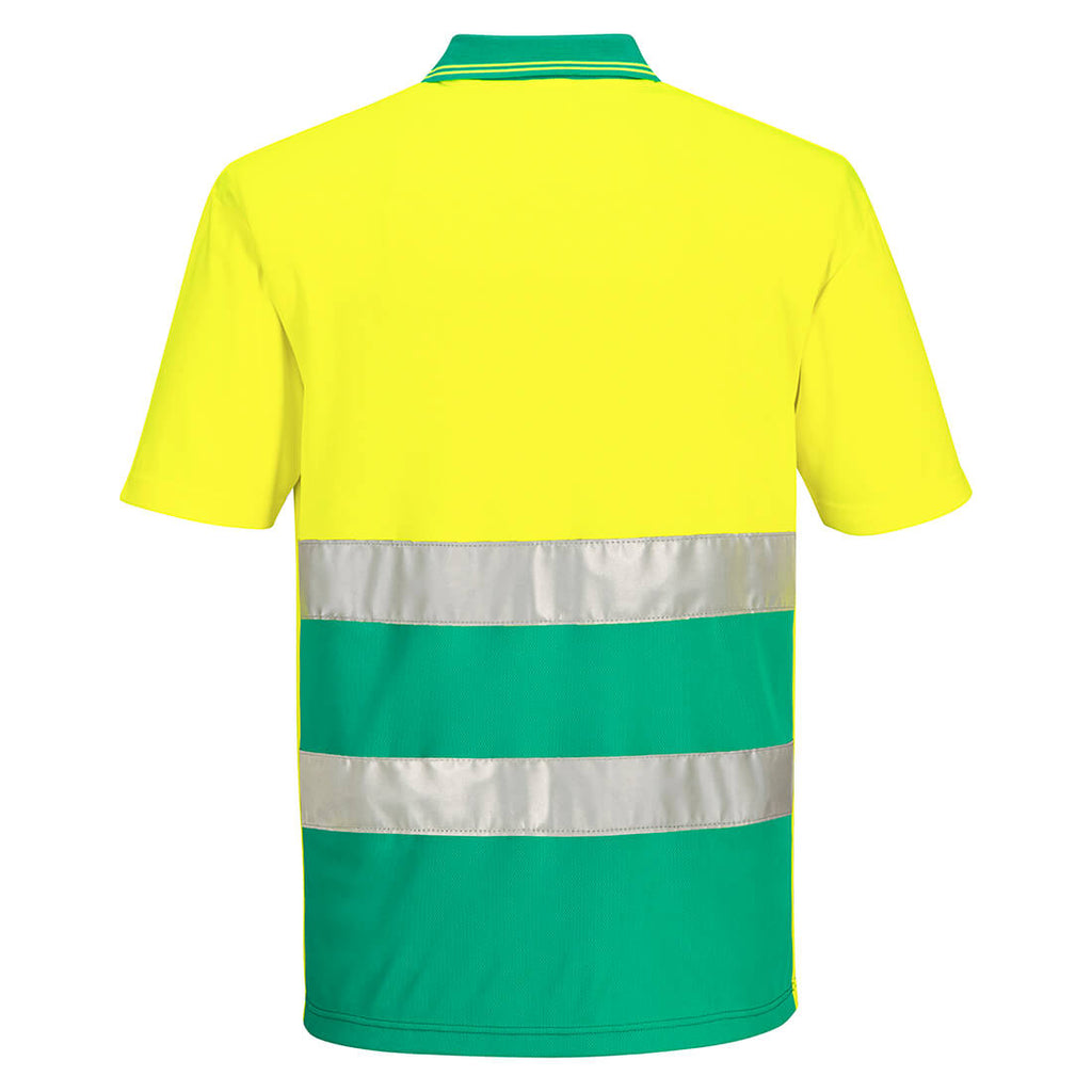 Hi-Vis kevyt kontrastivärinen lyhythihainen pikee - Keltainen/sinivihreä