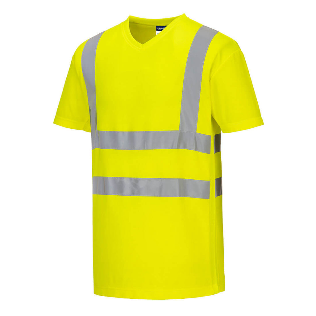 Hi-Vis puuvilla Comfort Mesh Insert t-paita S/S - Keltainen