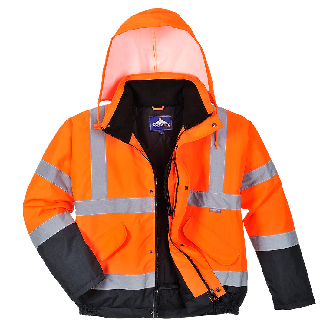 Hi-Vis kaksisävy Bomber-takki - Oranssi/navy
