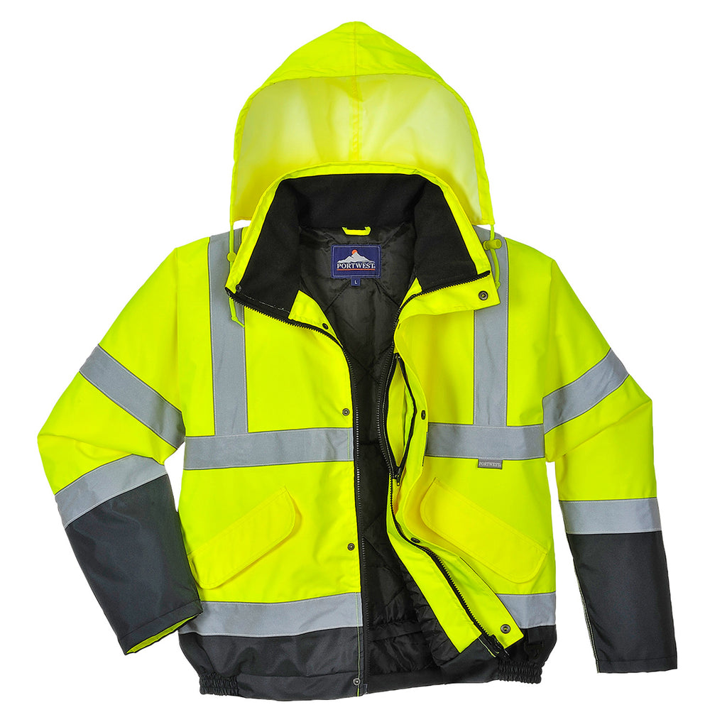 Hi-Vis kaksisävy Bomber-takki - Kelta/navy