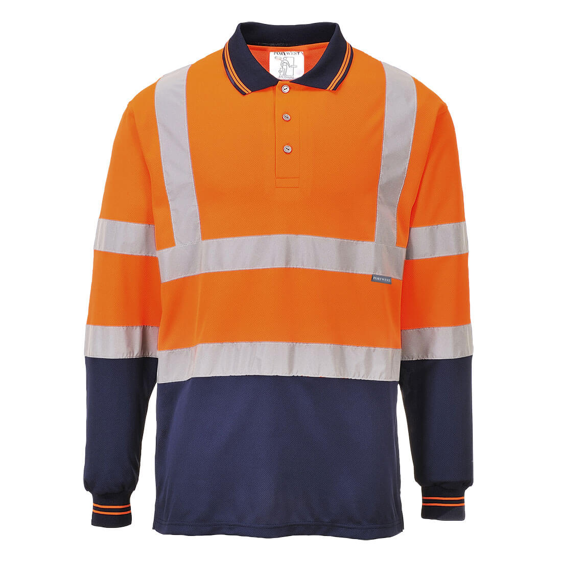 Kaksivärinen pitkähihainen Polo - Oranssi/navy