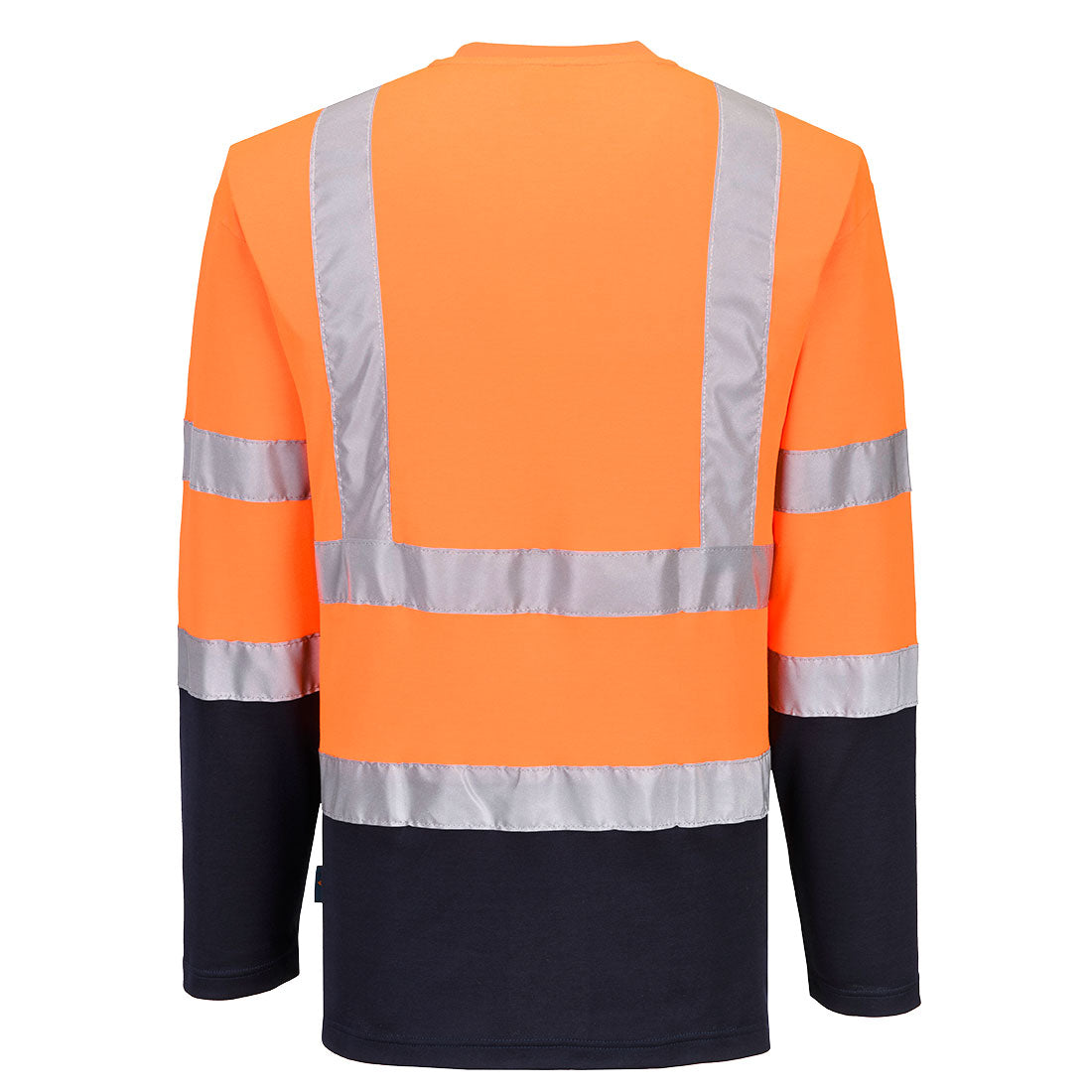 Pitkähihainen, kaksiväri Cotton Comfort t-paita - Oranssi/navy