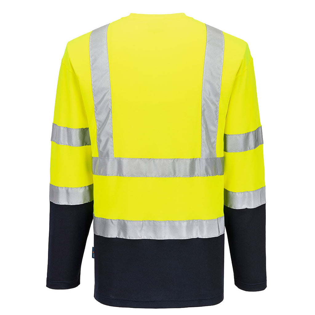 Pitkähihainen, kaksiväri Cotton Comfort t-paita - Kelta/navy