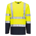 Pitkähihainen, kaksiväri Cotton Comfort t-paita - Kelta/navy