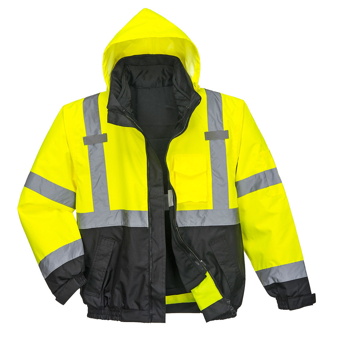 Hi-Vis Premium 3-in-1 Bomber-takki - Kelta/musta