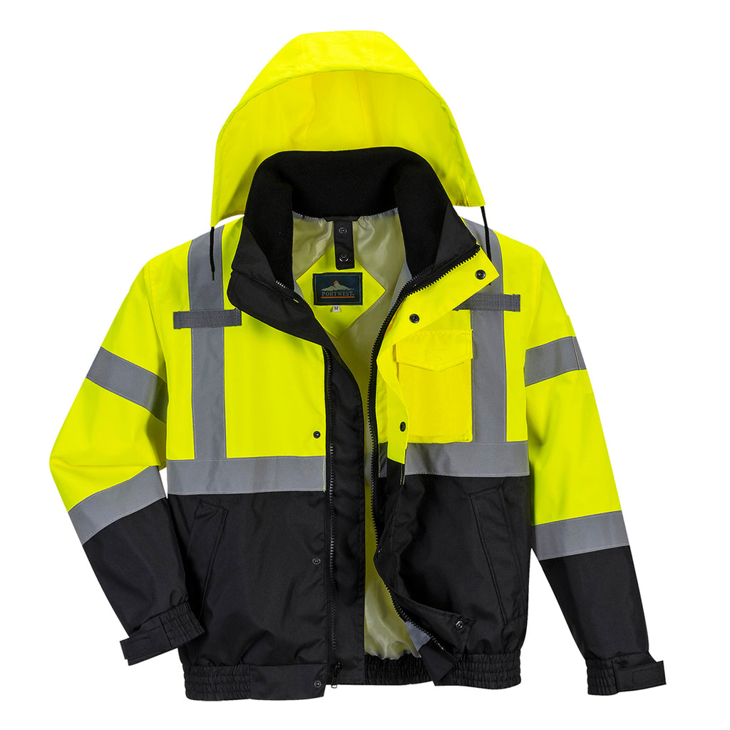 Hi-Vis Premium 3-in-1 Bomber-takki - Kelta/musta