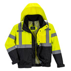 Hi-Vis Premium 3-in-1 Bomber-takki - Kelta/musta