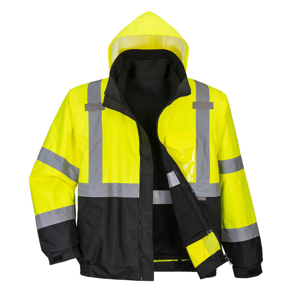 Hi-Vis Premium 3-in-1 Bomber-takki - Kelta/musta