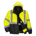 Hi-Vis Premium 3-in-1 Bomber-takki - Kelta/musta