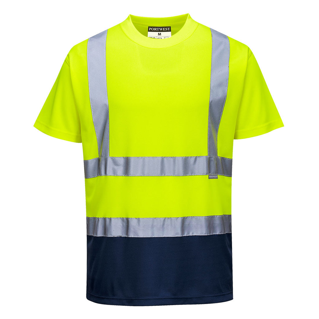 Kaksisävyinen t-paita. - Kelta/navy