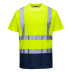 Kaksisävyinen t-paita. - Kelta/navy