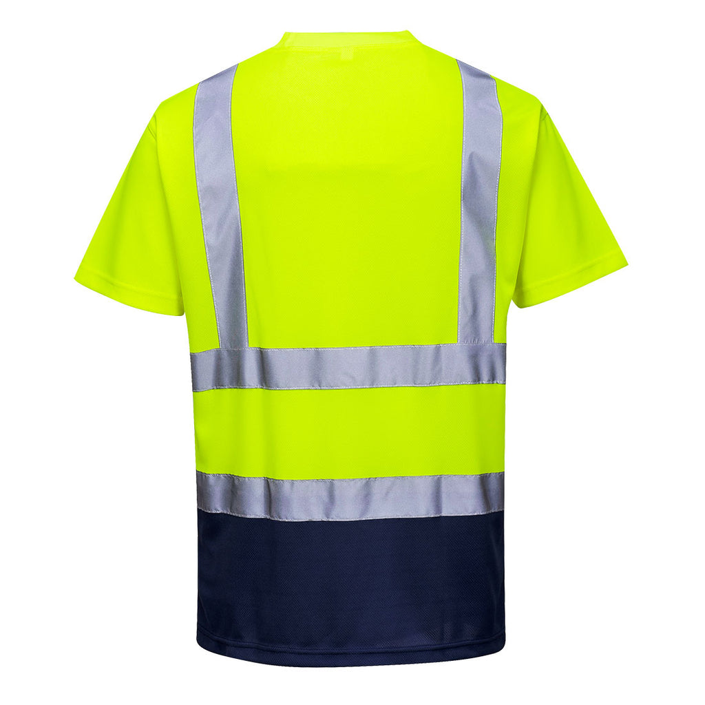 Kaksisävyinen t-paita. - Kelta/navy