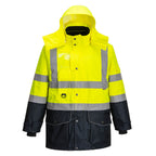 Hi-Vis 7-in-1 kaksiväri Traffic-Takki - Kelta/navy