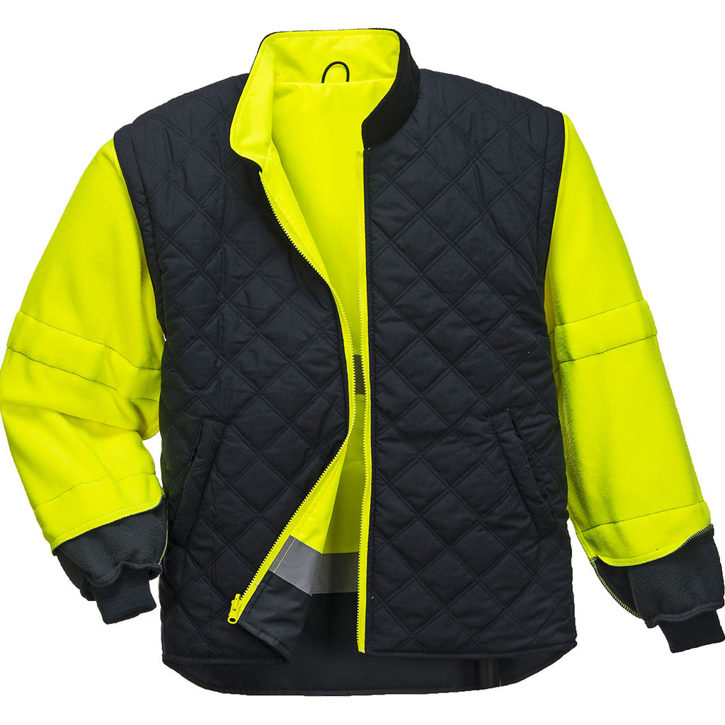 Hi-Vis 7-in-1 kaksiväri Traffic-Takki - Kelta/navy