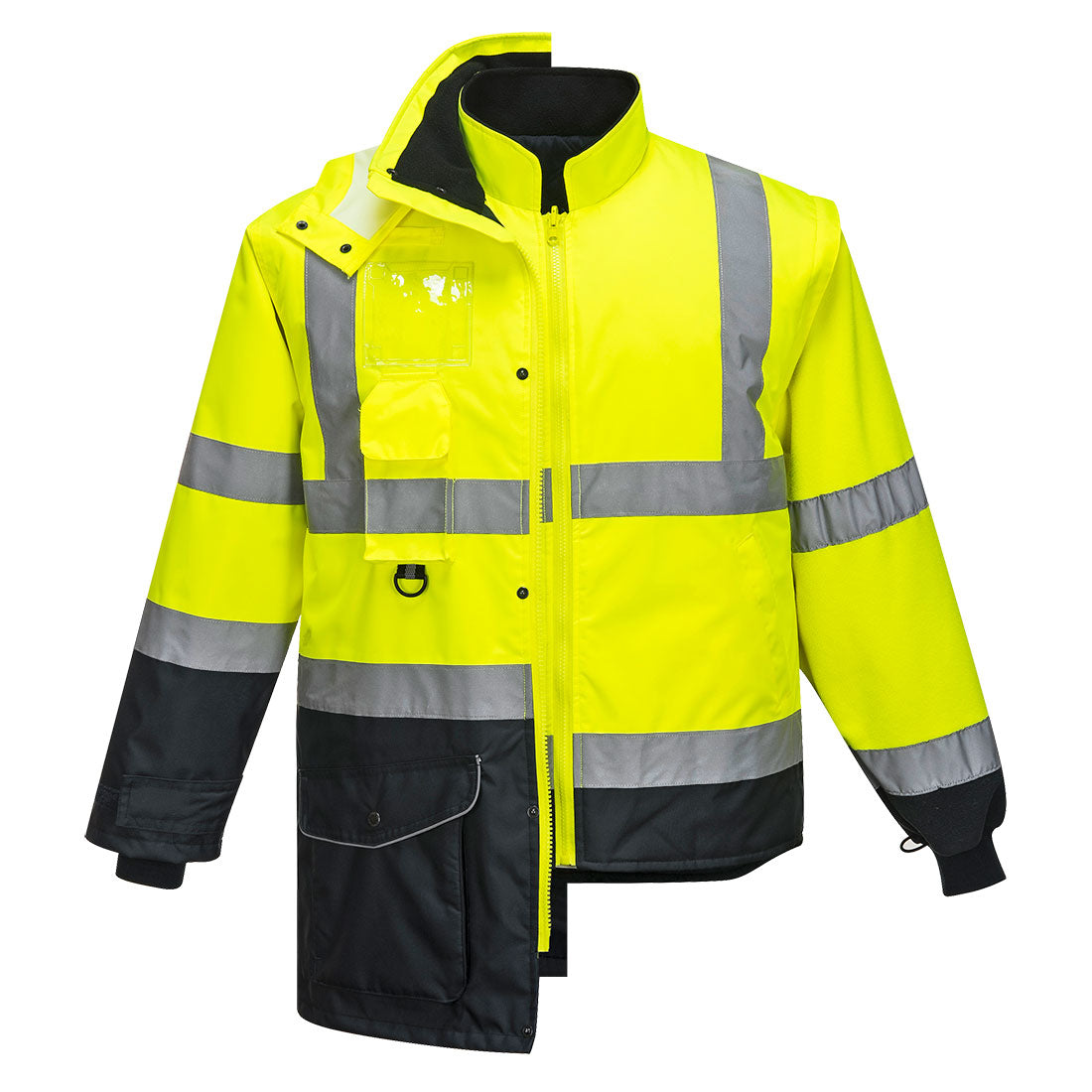 Hi-Vis 7-in-1 kaksiväri Traffic-Takki - Kelta/navy