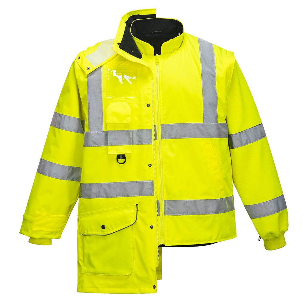 Hi-Vis hengittävä 7-in-1 Traffic takki - Keltainen